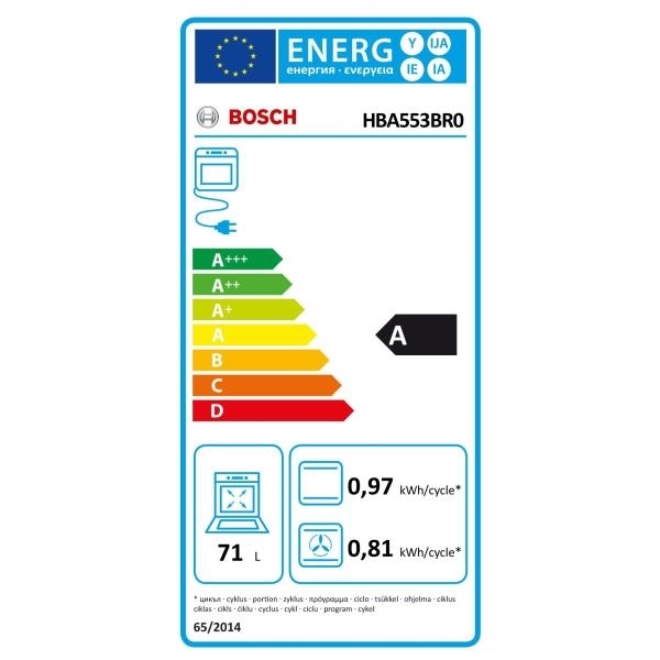 Four encastrable nettoyage EcoClean BOSCH - HBA553BR0 label