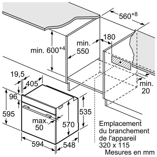 Four encastrable HBA573BA0 - 71 L, Multifonction, Chaleur tournante,  Nettoyage Pyrolyse